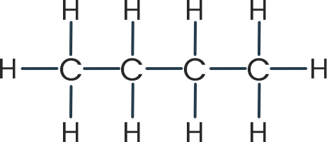 Straight-chain and branched isomers of butane